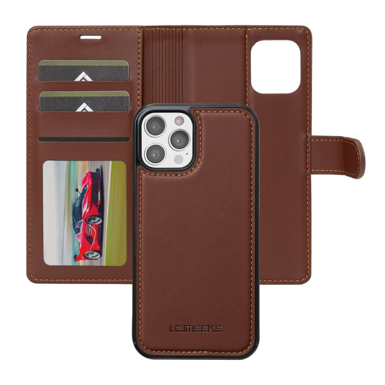 For iPhone 14 Pro Max LC.IMEEKE L2 Series Detachable Magsafe PU Phone Case with Lanyard(Brown) - iPhone 14 Pro Max Cases by LC.IMEEKE | Online Shopping UK | buy2fix