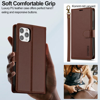 For iPhone 14 Pro Max LC.IMEEKE L2 Series Detachable Magsafe PU Phone Case with Lanyard(Brown) - iPhone 14 Pro Max Cases by LC.IMEEKE | Online Shopping UK | buy2fix