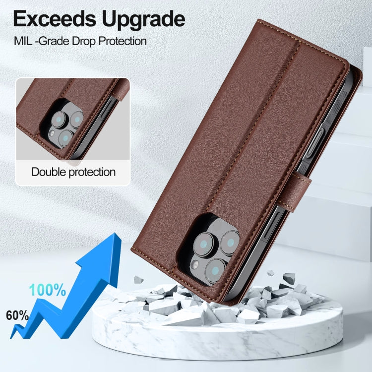 For iPhone 16 Pro LC.IMEEKE L2 Series Detachable Magsafe PU Phone Case with Lanyard(Brown) - iPhone 16 Pro Cases by LC.IMEEKE | Online Shopping UK | buy2fix