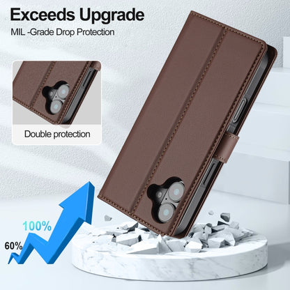 For iPhone 16 Plus LC.IMEEKE L2 Series Detachable Magsafe PU Phone Case with Lanyard(Brown) - iPhone 16 Plus Cases by LC.IMEEKE | Online Shopping UK | buy2fix