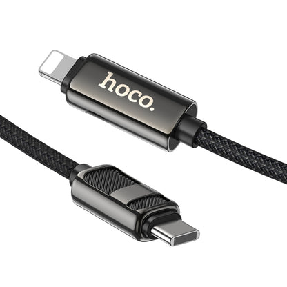 hoco U137 USB-C / Type-C to 8 Pin Line PD Charging Data Cable with Display, Length:1.2m(Black) - 2 in 1 Cable by hoco | Online Shopping UK | buy2fix