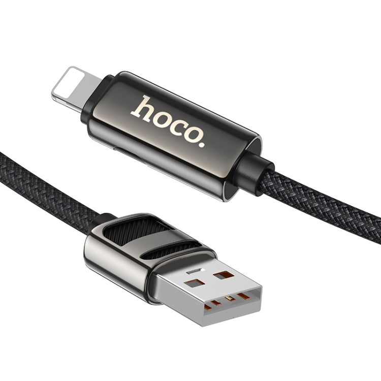 hoco U137 USB to 8 Pin Line 2.4A Charging Data Cable with Display, Length:1.2m(Black) - Normal Style Cable by hoco | Online Shopping UK | buy2fix