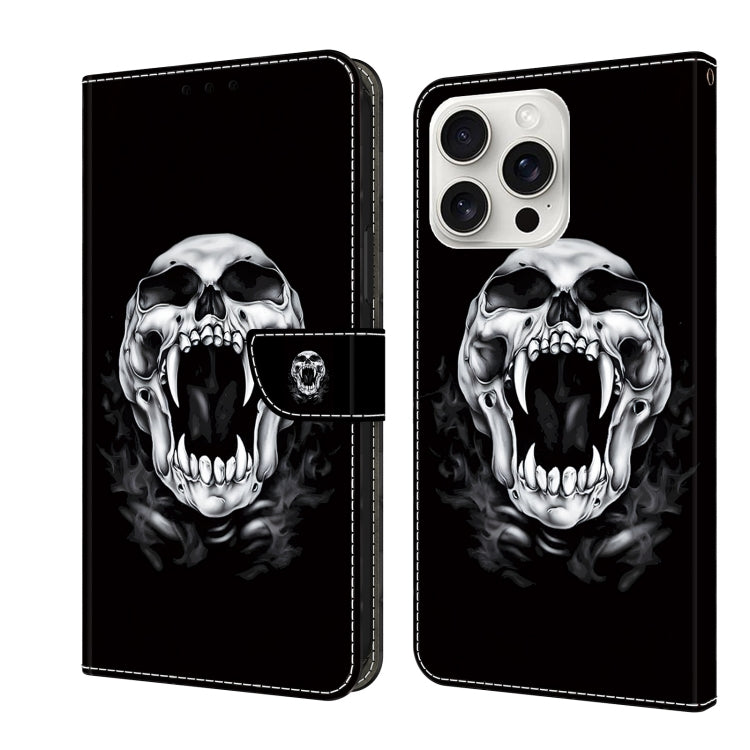 For iPhone 16 Pro Max Crystal Painted Leather Phone case(Skull) - iPhone 16 Pro Max Cases by buy2fix | Online Shopping UK | buy2fix