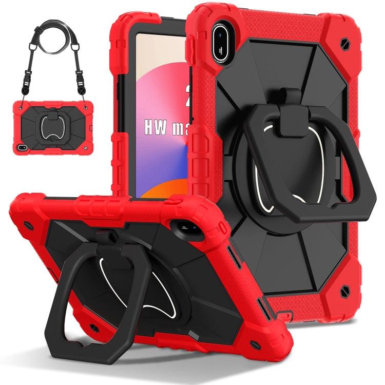 For Huawei Matepad SE 11 2024 Contrast Color Robot Silicone Hybrid PC Tablet Case(Red Black) - Huawei by buy2fix | Online Shopping UK | buy2fix