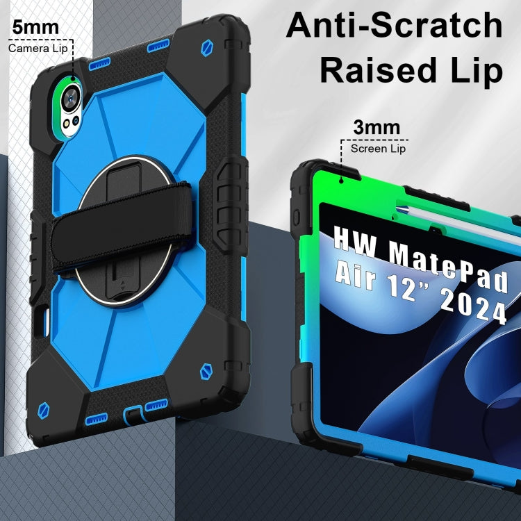 For Huawei MatePad Air 12 2024 Contrast Color Robot Silicone Hybrid PC Tablet Case(Black Blue) - Huawei by buy2fix | Online Shopping UK | buy2fix