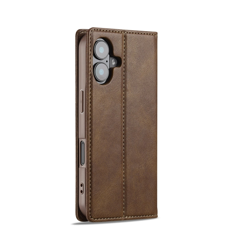 For iPhone 16 LC.IMEEKE RFID Anti-theft Leather Phone Case(Brown) - iPhone 16 Cases by LC.IMEEKE | Online Shopping UK | buy2fix