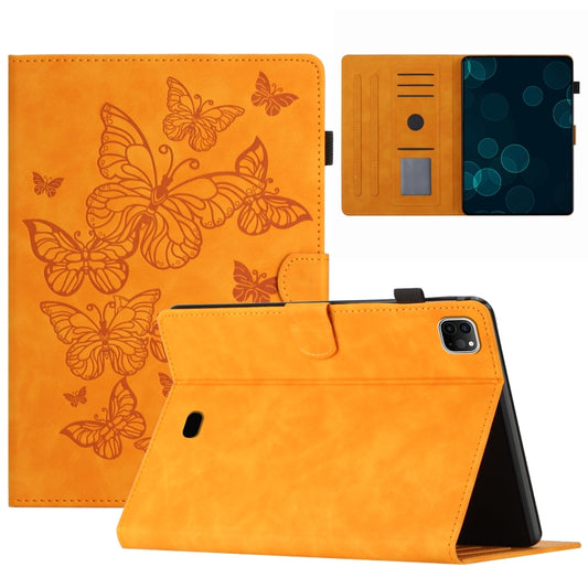 For iPad Pro 11 2024 Butterflies Embossed Leather Smart Tablet Case(Yellow) - iPad Pro 11 2024 Cases by buy2fix | Online Shopping UK | buy2fix