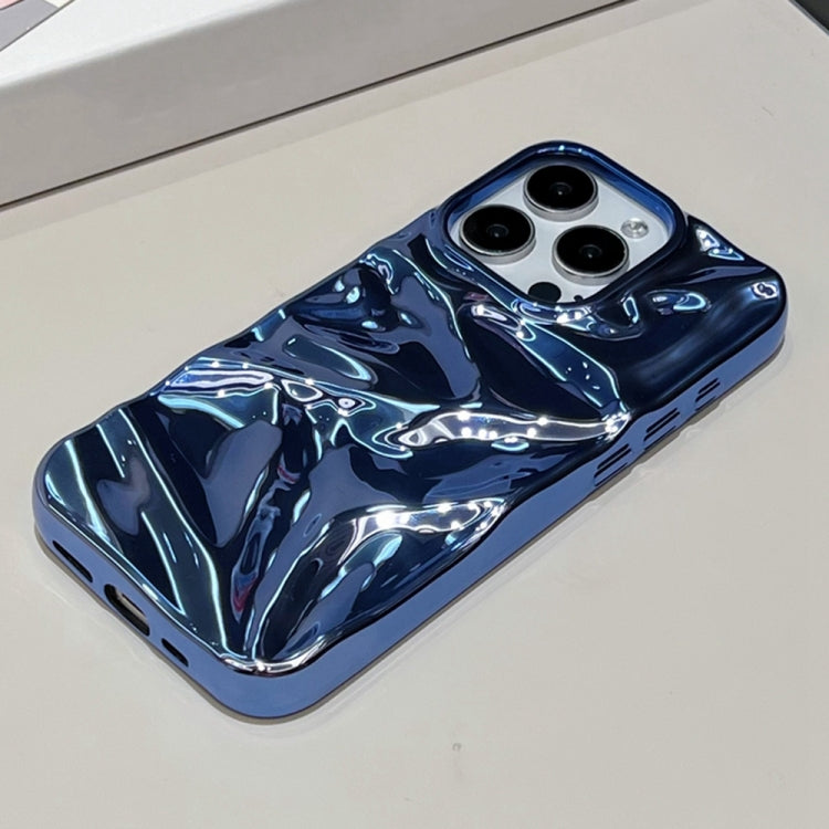 For iPhone 16 Water Ripple Electroplating Paint TPU Phone Case(Dark Blue) - iPhone 16 Cases by buy2fix | Online Shopping UK | buy2fix