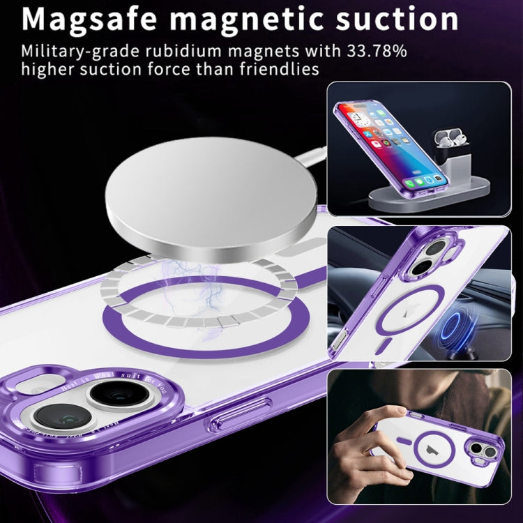 For iPhone 16 Plus Ice Color Magnetic Series Magsafe Magnetic PC Hybrid TPU Phone Case(Purple) - iPhone 16 Plus Cases by buy2fix | Online Shopping UK | buy2fix