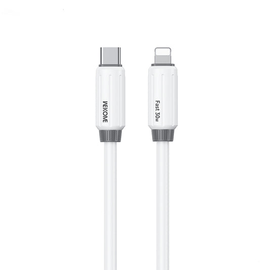 WK WDC-29 Elastic Genuine Silicone 1m PD30W Type-C to 8 Pin Fast Charging Data Cable(White) - 2 in 1 Cable by WK | Online Shopping UK | buy2fix