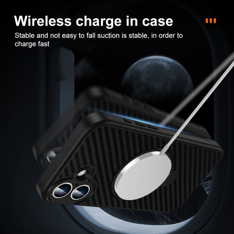 For iPhone 12 Pro Carbon Fiber MagSafe 360 Degree Rotating Holder Phone Case(Black) - iPhone 12 / 12 Pro Cases by buy2fix | Online Shopping UK | buy2fix