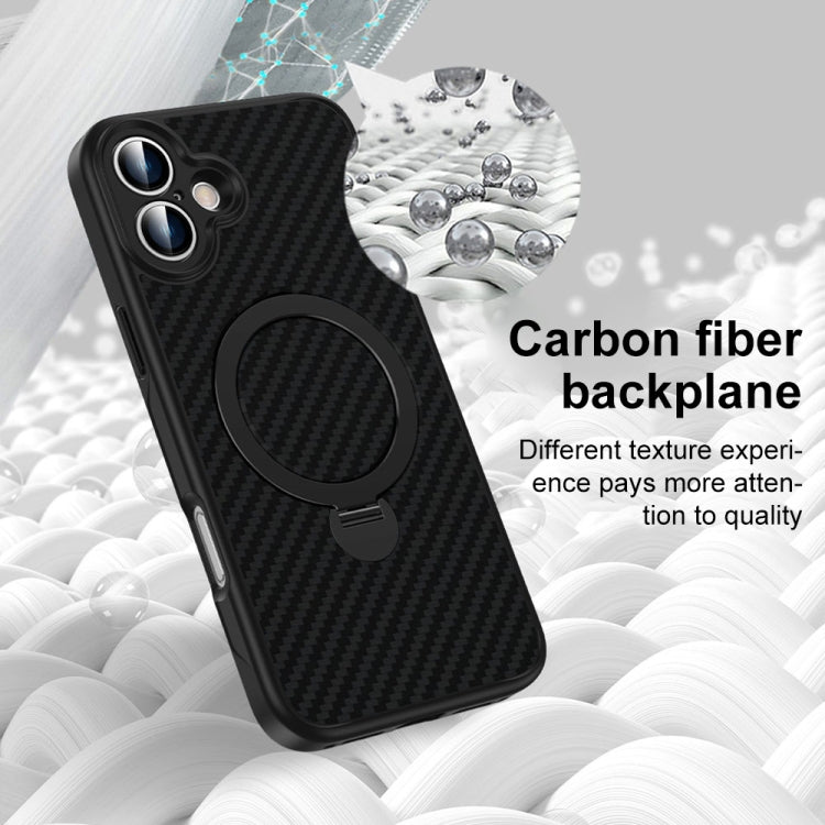 For iPhone 12 Pro Carbon Fiber MagSafe 360 Degree Rotating Holder Phone Case(Black) - iPhone 12 / 12 Pro Cases by buy2fix | Online Shopping UK | buy2fix