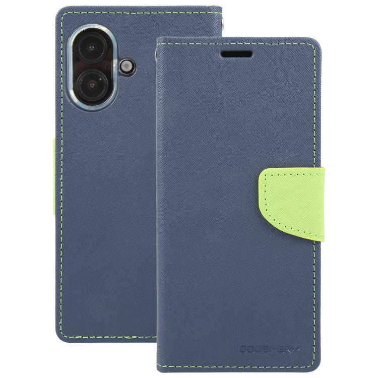 For iPhone 16 GOOSPERY FANCY DIARY Cross Texture Leather Phone Case(Navy Blue) - iPhone 16 Cases by GOOSPERY | Online Shopping UK | buy2fix