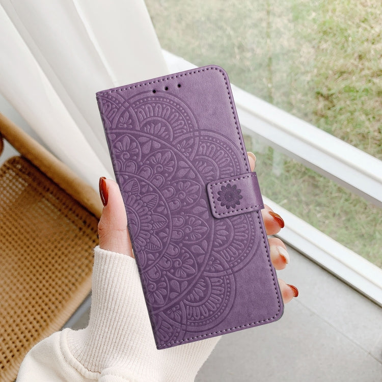 For iPhone 16 Pro Flower Embossed Leather Phone Case(Purple) - iPhone 16 Pro Cases by buy2fix | Online Shopping UK | buy2fix