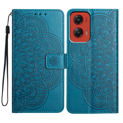 For Motorola Moto G Stylus 5G 2024 Flower Embossed Leather Phone Case(Blue) - Motorola Cases by buy2fix | Online Shopping UK | buy2fix