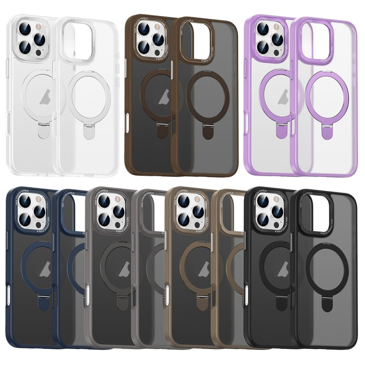 For iPhone 16 Skin Feel MagSafe Magnetic Holder Phone Case(Transparent) - iPhone 16 Cases by buy2fix | Online Shopping UK | buy2fix