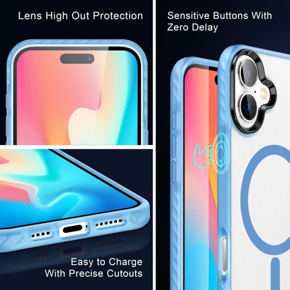 For iPhone 16 Frosted Skin Feel MagSafe Transparent Phone Case(Blue) - iPhone 16 Cases by buy2fix | Online Shopping UK | buy2fix