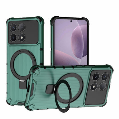 For Redmi K70 5G Grating Holder Shockproof Phone Case(Green) - K70 Cases by buy2fix | Online Shopping UK | buy2fix