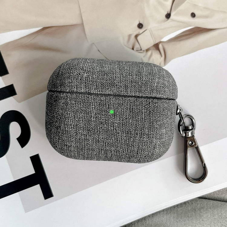 For AirPods Pro Fine Cloth Texture Earbuds Box PC Case with Hook(Grey) - For AirPods Pro by buy2fix | Online Shopping UK | buy2fix