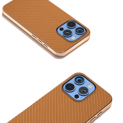 For iPhone 16 Pro Nano Electroplating Carbon Fiber Texture Phone Case(Brown) - iPhone 16 Pro Cases by buy2fix | Online Shopping UK | buy2fix