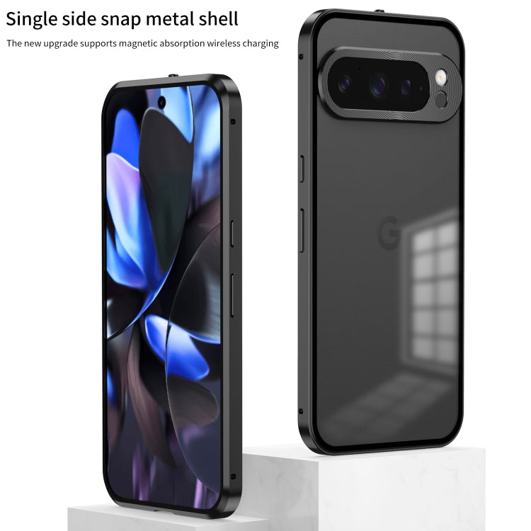 For Google Pixel 9 Pro XL Snap Buckle Metal Frame Frosted Phone Case(Grey) - Google Cases by buy2fix | Online Shopping UK | buy2fix