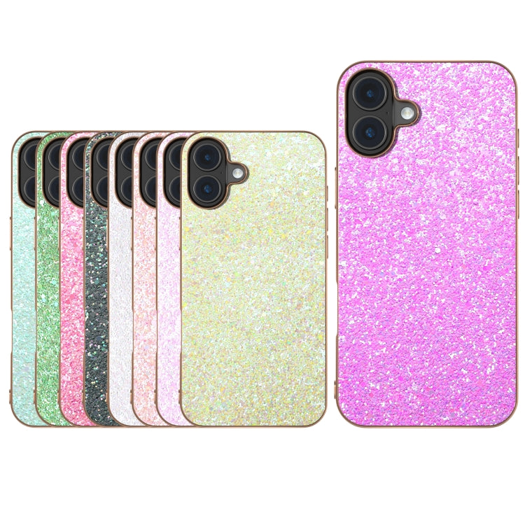 For iPhone 16 Plus Electroplating Frame Colorful Glitter Phone Case(Black Green) - iPhone 16 Plus Cases by buy2fix | Online Shopping UK | buy2fix