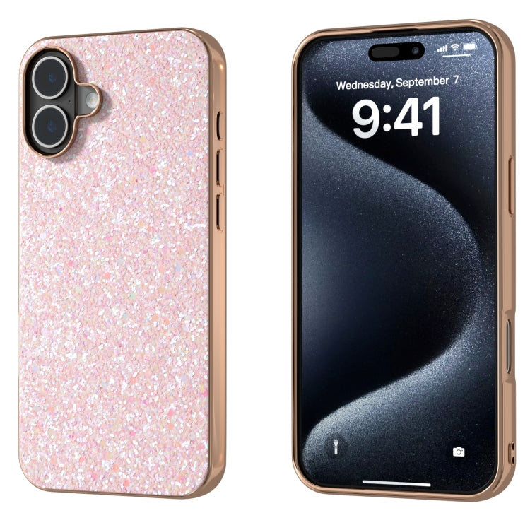 For iPhone 16 Electroplating Frame Colorful Glitter Phone Case(Pink) - iPhone 16 Cases by buy2fix | Online Shopping UK | buy2fix