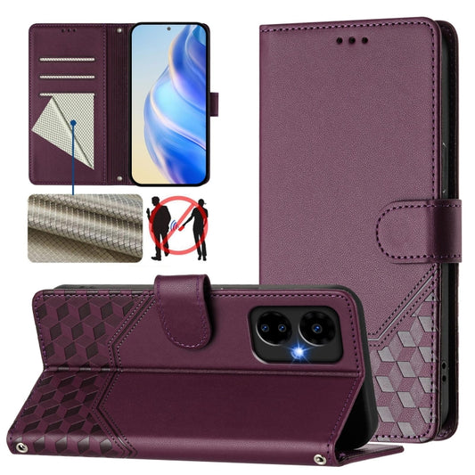 For Boost Mobile Celero 5G 2024 Honeycomb Embossing RFID Leather Phone Case(Violet) - More Brand by buy2fix | Online Shopping UK | buy2fix