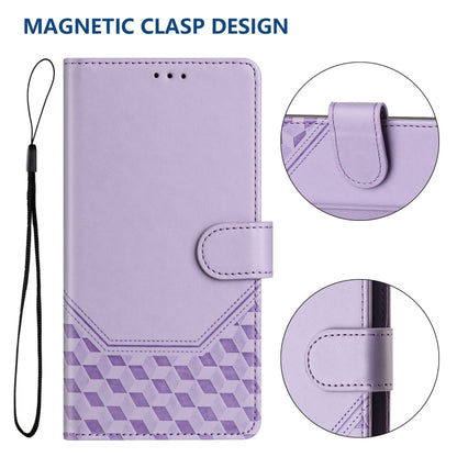 For Boost Mobile Celero 5G+ 2024 Honeycomb Embossing RFID Leather Phone Case(Light Purple) - More Brand by buy2fix | Online Shopping UK | buy2fix