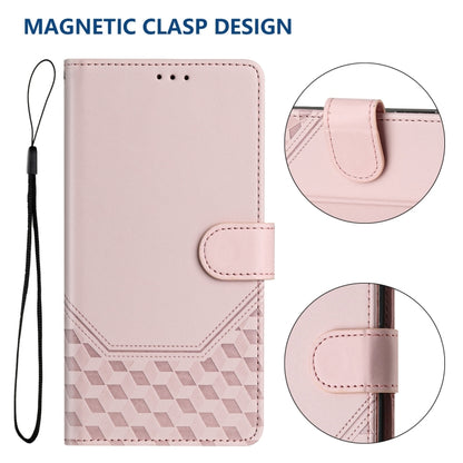 For Sony Xperia 5 VI 2024 Honeycomb Embossing RFID Leather Phone Case(Pink) - Sony Cases by buy2fix | Online Shopping UK | buy2fix