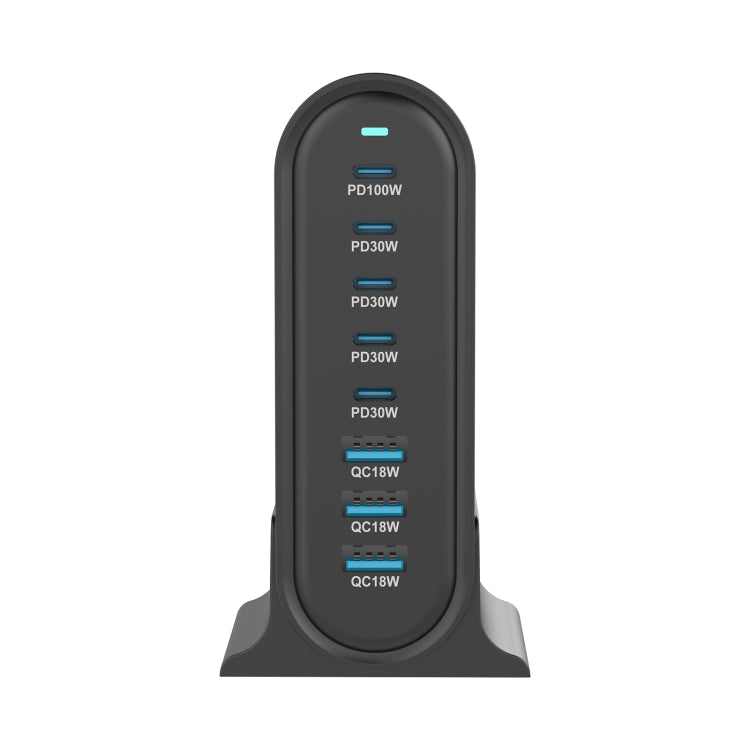 YMX-968 268W 5Type-C, 3USB 8-Ports Desktop Fast Charger, Plug Type:EU Plug(Black) - Multifunction Charger by buy2fix | Online Shopping UK | buy2fix