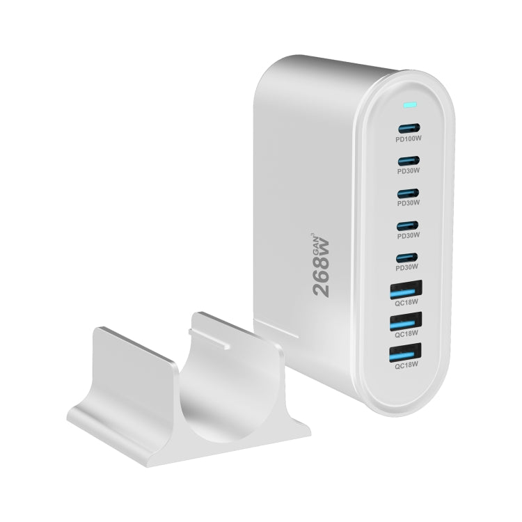 YMX-968 268W 5Type-C, 3USB 8-Ports Desktop Fast Charger, Plug Type:EU Plug(White) - Multifunction Charger by buy2fix | Online Shopping UK | buy2fix