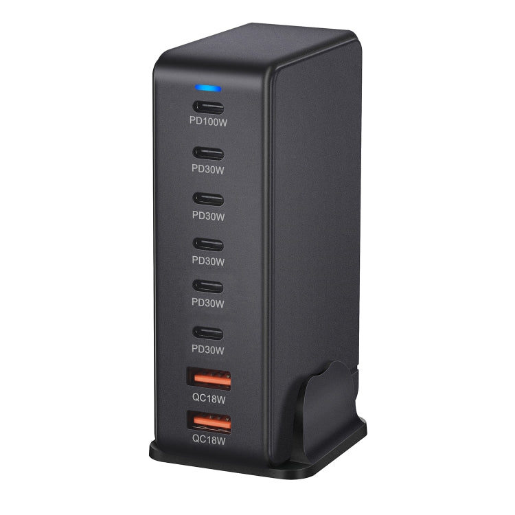 YMX-986 286W 6Type-C, 3USB 8-Ports Desktop Fast Charger, Plug Type:AU Plug(Black) - Multifunction Charger by buy2fix | Online Shopping UK | buy2fix