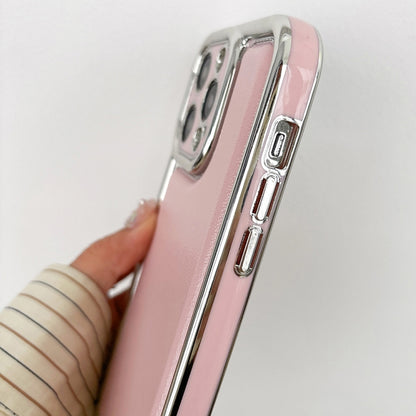 For iPhone 16 Pro Electroplated Edge Frosted Leather TPU Phone Case(Pink) - iPhone 16 Pro Cases by buy2fix | Online Shopping UK | buy2fix