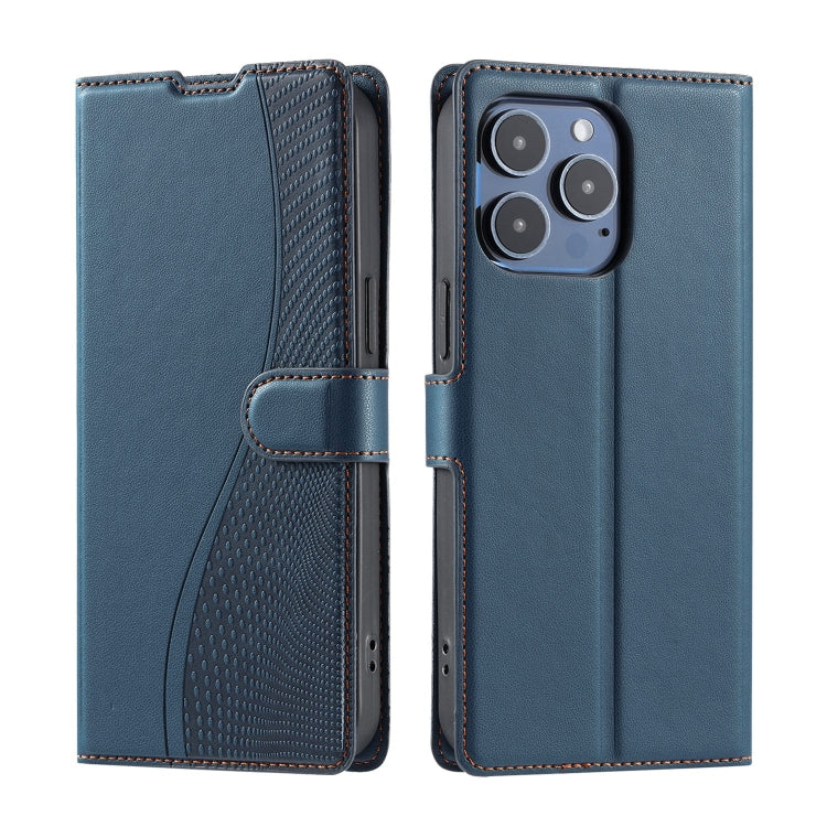 For iPhone 16 Pro Voltage Ultra-thin Dot Leather Phone Case(Blue) - iPhone 16 Pro Cases by buy2fix | Online Shopping UK | buy2fix