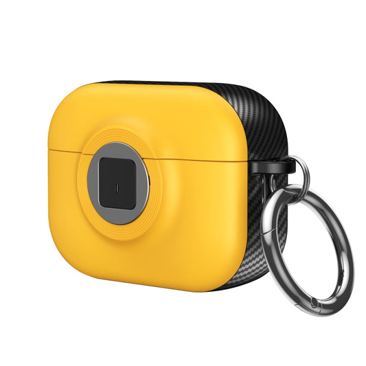 For AirPods Pro Camera Series PC + TPU Headset Shockproof Carbon Fibre Case(Yellow) - For AirPods Pro by buy2fix | Online Shopping UK | buy2fix