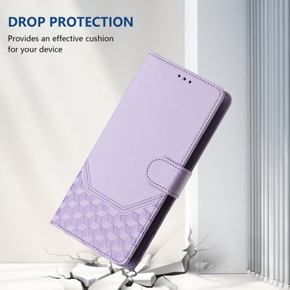 For Samsung Galaxy S25+ 5G Honeycomb Embossing RFID Leather Phone Case(Light Purple) - Galaxy S25+ 5G Cases by buy2fix | Online Shopping UK | buy2fix