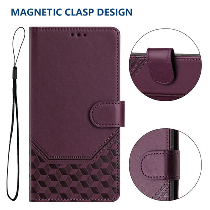 For Motorola Moto G Play 4G 2024 Oversea Honeycomb Embossing RFID Leather Phone Case(Violet) - Motorola Cases by buy2fix | Online Shopping UK | buy2fix