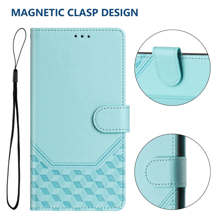 For Motorola Moto G Play 5G 2024 Oversea Honeycomb Embossing RFID Leather Phone Case(Mint Green) - Motorola Cases by buy2fix | Online Shopping UK | buy2fix