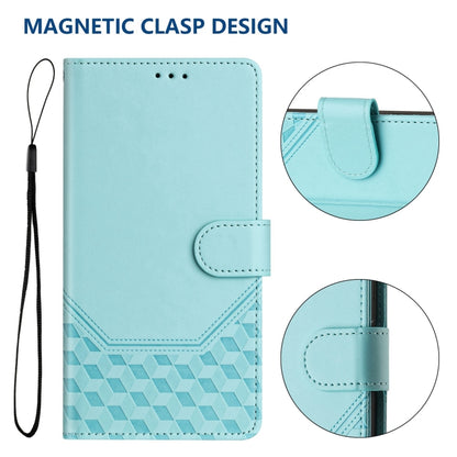 For Motorola Moto G Play 5G 2024 Oversea Honeycomb Embossing RFID Leather Phone Case(Mint Green) - Motorola Cases by buy2fix | Online Shopping UK | buy2fix