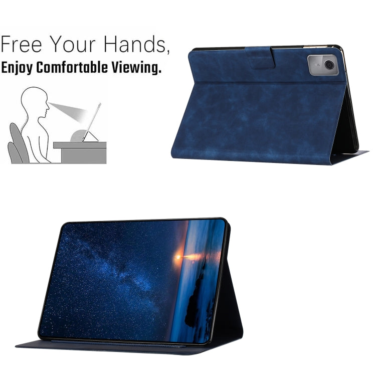 For Lenovo Tab M11 / Xiaoxin Pad 2024 Embossed Couple Cat Smart Tablet Leather Case(Blue) - Lenovo by buy2fix | Online Shopping UK | buy2fix