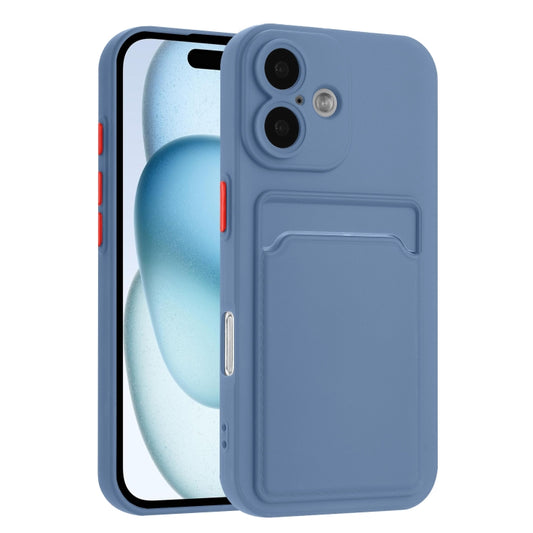 For iPhone 16 Plus Skin Feel Card Contrast Color Button TPU Phone Case(Gray) - iPhone 16 Plus Cases by buy2fix | Online Shopping UK | buy2fix