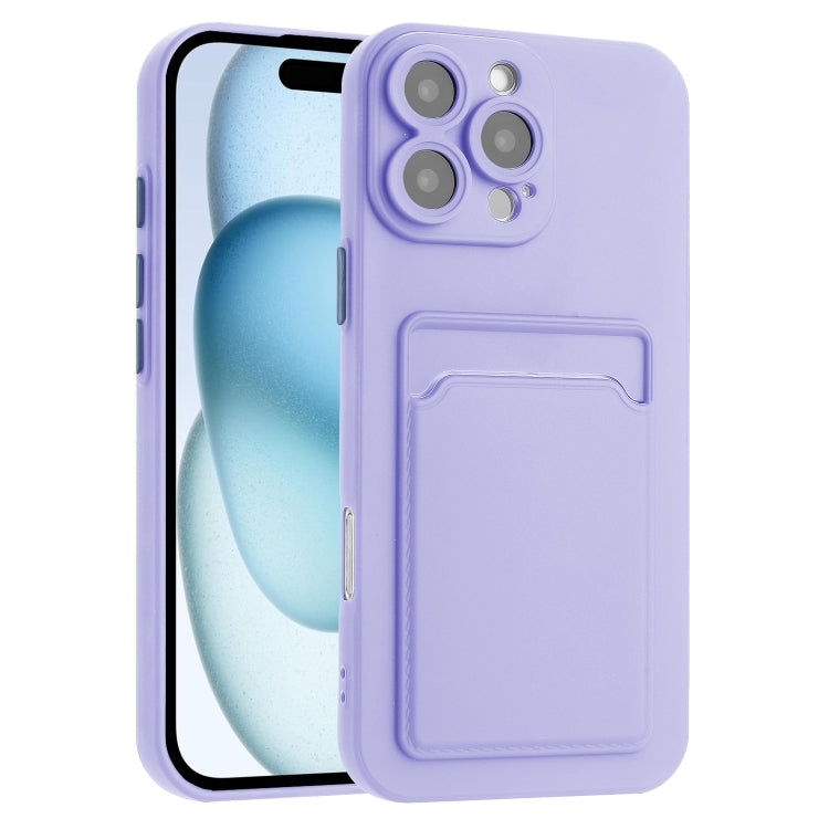 For iPhone 16 Pro Max Skin Feel Card Contrast Color Button TPU Phone Case(Purple) - iPhone 16 Pro Max Cases by buy2fix | Online Shopping UK | buy2fix