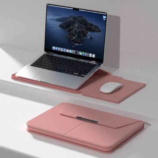 Multifunctional Laptop PU Magnetic Stand Split Liner Bag with Mouse Pad Function, Size:13-14 inch(Rose Gold) - 13.3 inch by buy2fix | Online Shopping UK | buy2fix