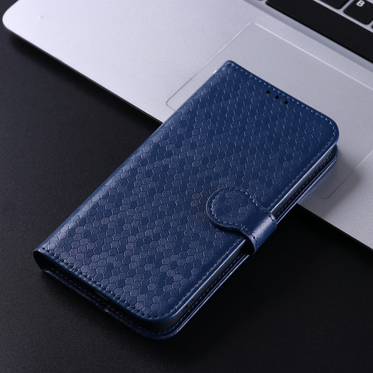 For iPhone 16 Honeycomb Dot Texture Leather Phone Case(Blue) - iPhone 16 Cases by buy2fix | Online Shopping UK | buy2fix