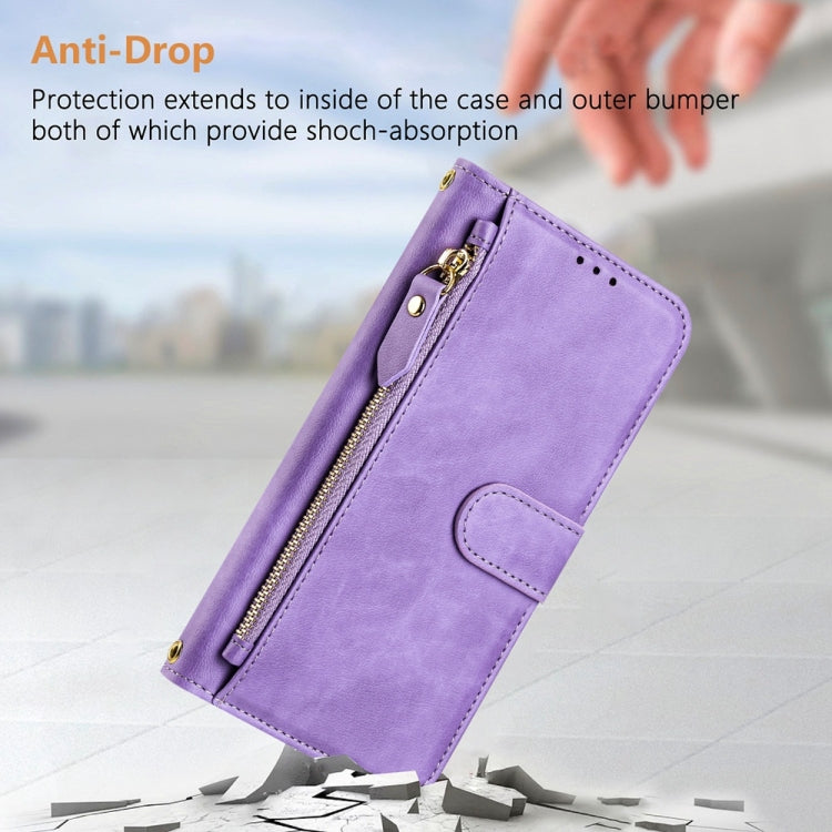 For iPhone 16 Pro Max Multi-Card Slots Zipper Wallet Leather Phone Case(Purple) - iPhone 16 Pro Max Cases by buy2fix | Online Shopping UK | buy2fix