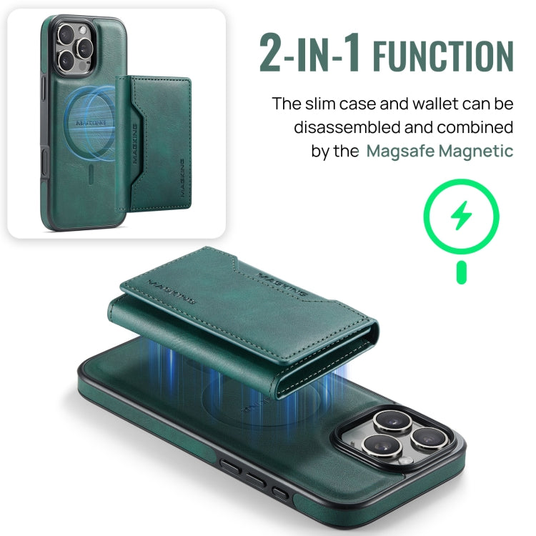 For iPhone 16 Pro Max DG.MING MAGKING-K2 Series MagSafe RFID Card Bag Detachable Phone Case(Green) - iPhone 16 Pro Max Cases by DG.MING | Online Shopping UK | buy2fix