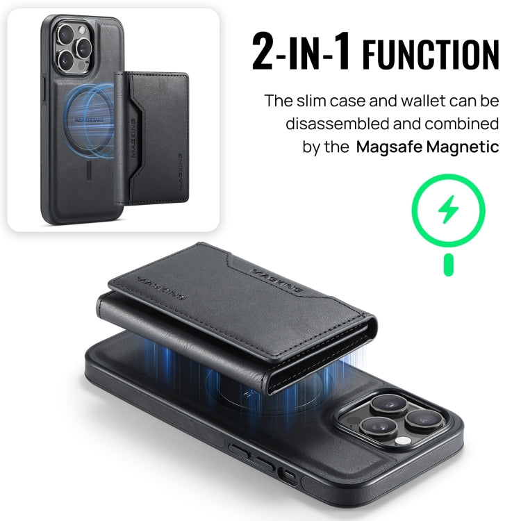 For iPhone 13 Pro DG.MING MAGKING-K2 Series MagSafe RFID Card Bag Detachable Phone Case(Black) - iPhone 13 Pro Cases by DG.MING | Online Shopping UK | buy2fix