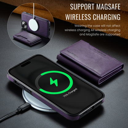 For iPhone 13 DG.MING MAGKING-K2 Series MagSafe RFID Card Bag Detachable Phone Case(Purple) - iPhone 13 Cases by DG.MING | Online Shopping UK | buy2fix