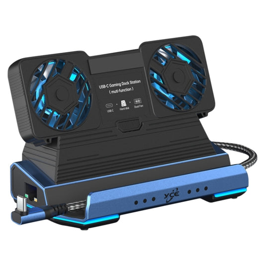 YCE-V279A 9 in 1 USB-C Gaming Dock Station with Detachable Fan(Blue Black) - Other Accessories by buy2fix | Online Shopping UK | buy2fix